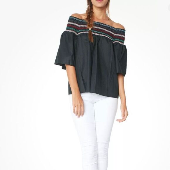 Anthropologie PARKER Yasmin Off the Shoulder Embroidered Blouse - XS - Picture 1 of 15